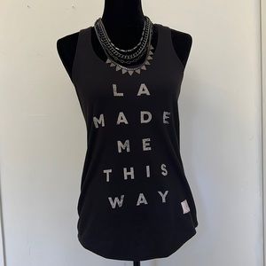 Rock Etiquette “LA Made Me This Way” Graphic Tank Top Black Racerback Medium
